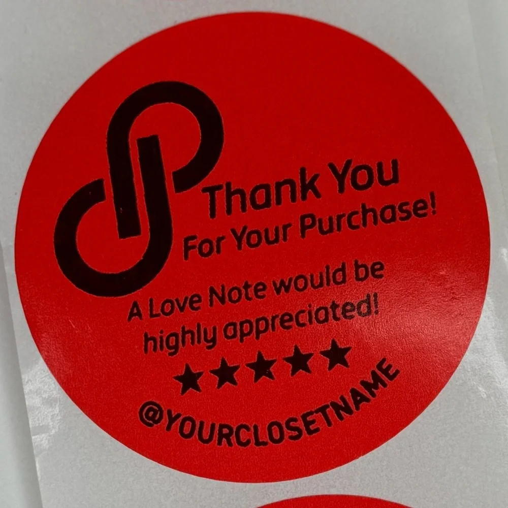 100 thank you sticker | A Love Note would be highly appreciated | custom sticker